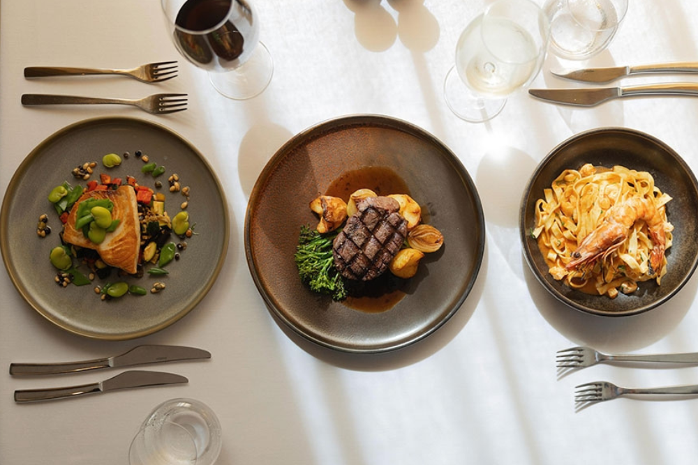Lamberts Restaurant Kangaroo Point Plates of food on table at Lamberts Restaurant Kangaroo Point