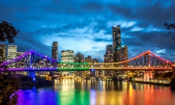 Rainbow lights Story Bridge
