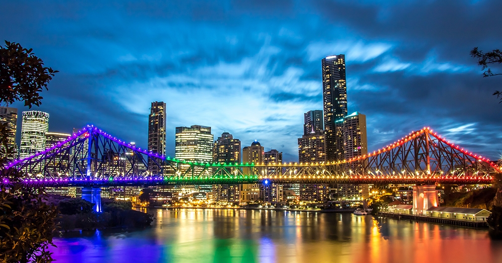 Rainbow lights Story Bridge
